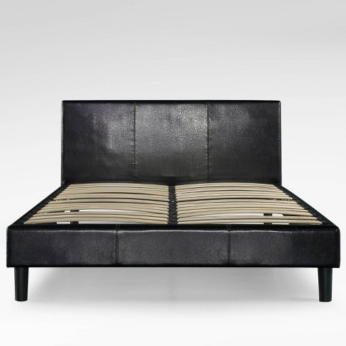 Modern Black Upholstered King Bed Polished Gold and Faux Leather Headboard Included