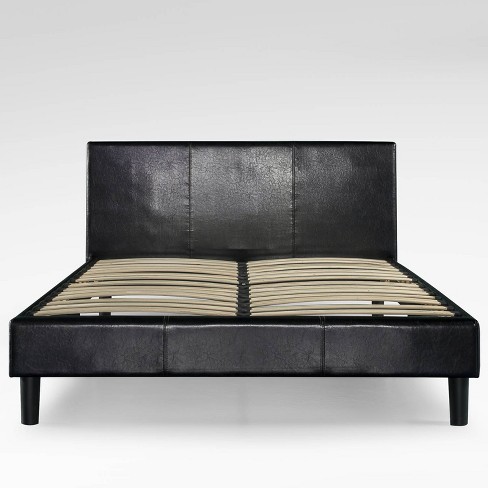 King Jade Faux Leather Upholstered, Black Faux Leather Queen Platform Bed
