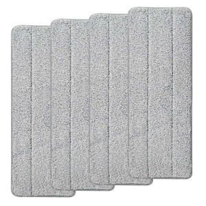 NewHome "4Pcs Microfiber Mop Pads Reusable Machine Washable Flat Mop Replacement Heads 15.35x4.92in for Wet Dry Floor Cleaning"Grey - 1 of 4
