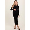 Pinkblush Black Ribbed Knit Fitted Maternity Midi Sweater Dress - 2 of 4