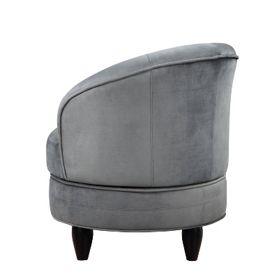 Sophia Compact Gray Velvet Swivel Barrel Chair