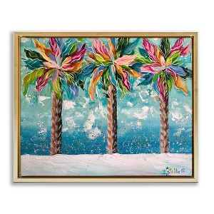 Stupell Industries Vivid Hue Palm Trees Black Framed Floater Canvas Wall Art - 1 of 4
