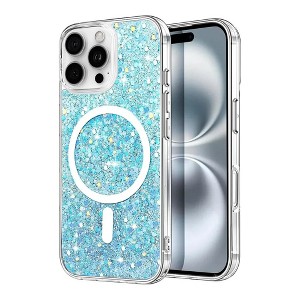 Entronix [Magnetic] Case Compatible with iPhone 16 Pro Max - Iridescent Chunky Glitter - 1 of 4