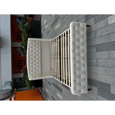 Diamond Button High-Back Upholstered Bed, Modern High Platform Bed Frame, Solid Wood with Soft and Comfortable Sponge Velvet, Bedroom Furniture