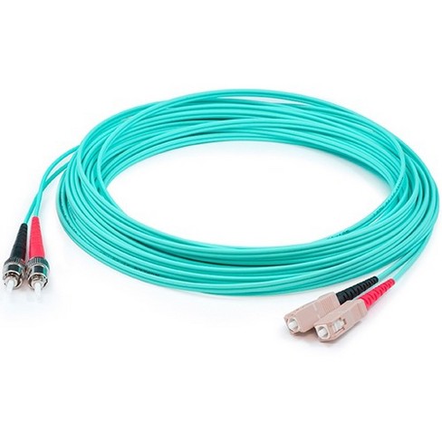 Addon 8m Sc Male To St Male Aqua Om4 Duplex Fiber Ofnr Riser Rated Patch Cable Target