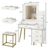 Karl Home | White Makeup Vanity Set With 9 LED Bulbs, Cushioned Stool, 3 Storage Shelves And 4 Drawers - 3 of 4