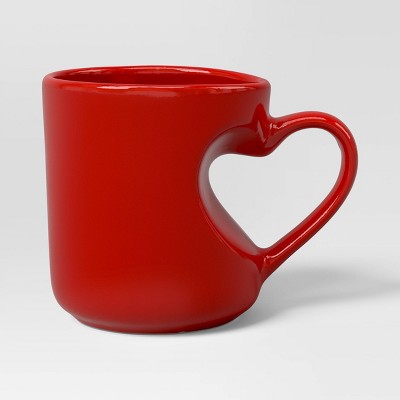 13 fl oz Stoneware Heart Handle Mug Red - Threshold™