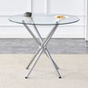 36.6" Round Dining Table with Tempered Glass Tabletop Modern Circle Kitchen Table Glass Table with Metal Legs for Kitchen, Dining Room, Office - 2 of 4