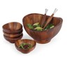 Nambe Solstice 7 Piece Salad Set, Made From Premium Acacia Wood, Salad Bowl with Servers & 4 Individual Bowls - 3 of 4