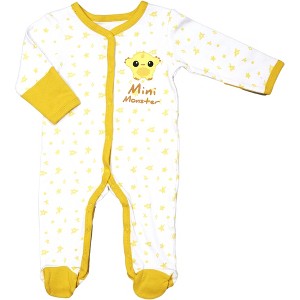Pavilion Gift Company - Yellow Mini Monster - 0-6 Months Sleeper - One Piece Pajamas - 1 of 4