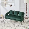 APRILSOUL53.7"Modern Upholstered Velvet Open Back Loveseat Settee with 3 Pillows, Small Comfy Sofa 2-Seater Mini Sofa - 2 of 4