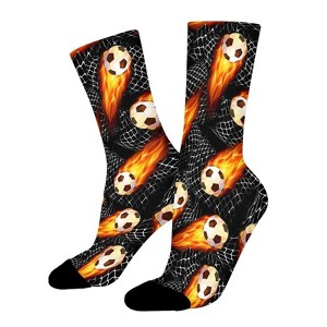 Black Soccer Balls Women Printed Crew Socks Funny Funky Socks Soft Polyester Novelty Gifts for Artists Men - 1 of 1