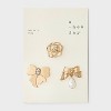 Rose Bow and Pearl Brooch Pin Set 3pc - A New Day™ Pearl/Gold - 2 of 2