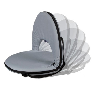 Gray Portable Reclining Polyester Floor Chair with Steel Frame