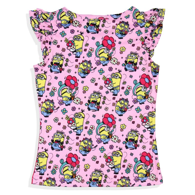 Despicable Me Girls' Flower Bello! Minions Sleep Pajama Sleep Set Shorts Pink, 4 of 7