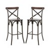 Set of 2 Steel Barstools with Solid Elm Wood Seat and Back Support Rustic - Glitzhome: Hand-Painted, X-Back Design, Footrest - image 2 of 4