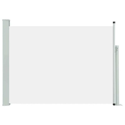 vidaXL Patio Retractable Side Awning - Cream Sunshade Privacy Divider for Balcony/Terrace 47.2"x197" - Tear-Resistant Polyester with Steel Frame