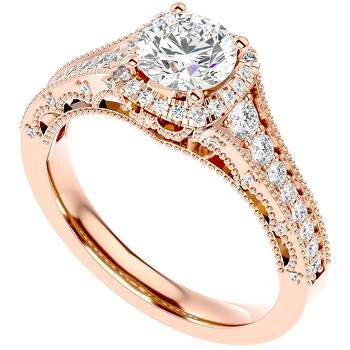 Pompeii3 1 3/4Ct Diamond & Moissanite Halo Engagement Ring in 10k Gold
