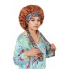 Anna-Kaci Women Silk Bonnet for Sleeping Satin Lined Hair Bonnet with Floral Tie Band for Curly Hair Protection - 4 of 4