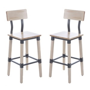 Merrick Lane Bar Height Dining Stools with Steel Supports and Footrest - Set Of 2 - 1 of 4