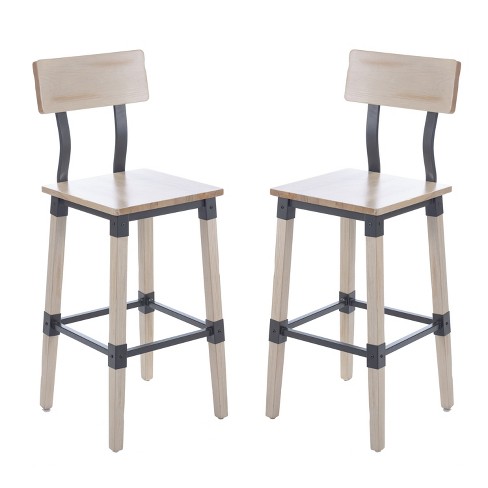 Merrick Lane Bar Height Dining Stools with Steel Supports and Footrest - Set Of 2 - image 1 of 4