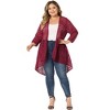 Agnes Orinda Women's Plus Size Lace Sheer High Low 3/4 Sleeve Open Front Cardigans - 3 of 4