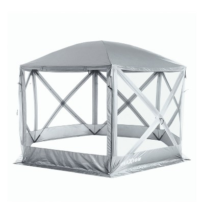 SlumberTrek 3033911VMI Flexion Lightweight Outdoor 6 Sided Pop Up Gazebo Canopy Shelter with Mesh Screen Netting and Carrying Bag, Silver