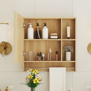 NicBex Wall Cabinet with Mirror,Over the Toilet Storage Cabinet,Wall Mounted Bathroom Cabinet with Shelves,Medicine Cabinet with Towel Rack - 1 of 4