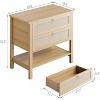 Rattan Nightstand Set of 2, Boho Farmhouse Bedside Tables with 2 Drawers & Open Shelf - Large Bedroom Nightstands, Living Room Side Tables - 2 of 4