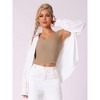 Allegra K Women's Ribbed with Built-In Bra Slim Fit Square Neck Tank Top - 4 of 4