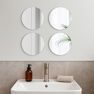 Evideco French Home Goods Set of 4 Large Decorative Self-Adhesive Mirrors, Available in 3 Shapes – Perfect for Modern Wall Decor in Any Room - 1 of 4