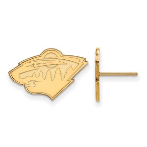 Black Bow Jewelry 10k Yellow Gold Minnesota Wild NHL Stud Earrings - 1 of 3