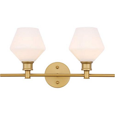 Elegant Lighting Gene 2 light Brass and Frosted white glass Wall sconce