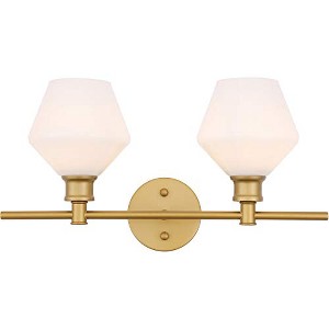 Elegant Lighting Gene 2 light Brass and Frosted white glass Wall sconce - 1 of 4