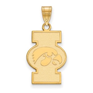 Black Bow Jewelry 14k Yellow Gold Plated Sterling Silver Iowa Hawkeyes NCAA Large Pendant - 1 of 3