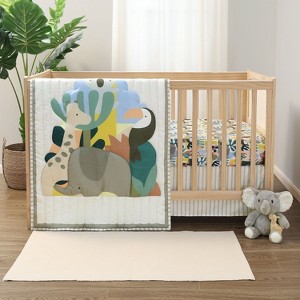 The Peanutshell Crib Bedding Set for Baby Boys and Girls, Safari Puzzle, 3 Pieces - 1 of 4