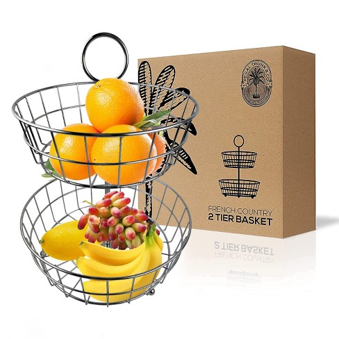 Regal Trunk & Co 2 Tier Fruit Basket For Kitchen, Wire Fruit Organizer Bowl  For Kitchen : Target