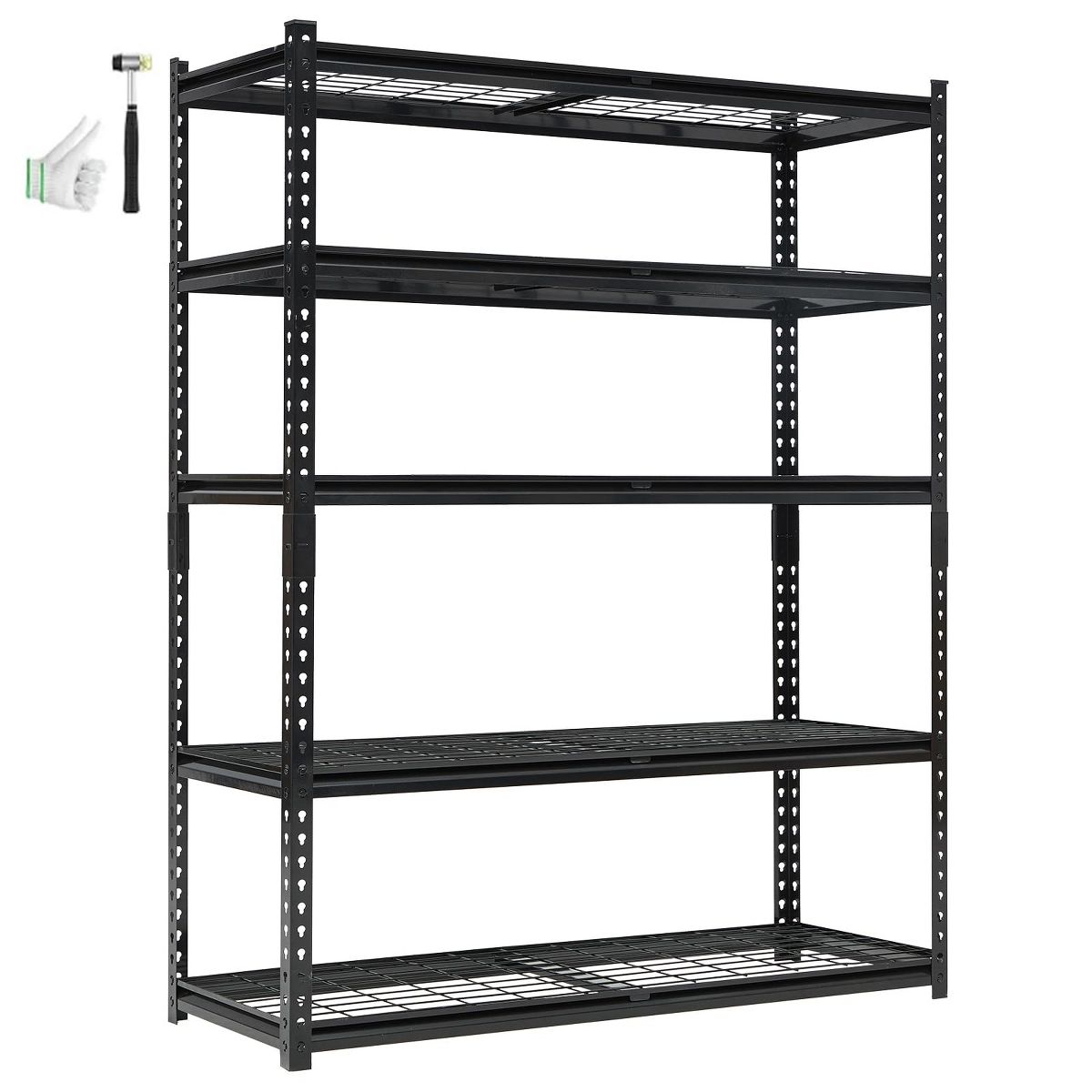 Heavy Duty Garage Shelving Units,5-Tier Adjustable Storage Shelves,Loads 2500 LBS,Adjustable Garage Storage Shelving, (60" L x 24" W x 72" H)