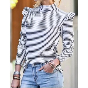 Women's Turtleneck Stripe Top - Mazik - 1 of 1