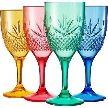 Khen's Shatterproof Vibrant Colored Wine Glasses, Luxurious & Stylish, Unique Home Bar Addition - 4 pk