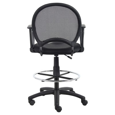 Black Mesh High Back Swivel Drafting Chair with Fixed Arms