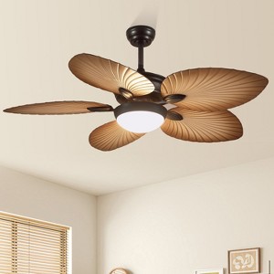 44 or 52 inch Tropical ceiliing fan Light and Remote Palm Leaf Blades Waterproof Ceiling Fan - 1 of 4