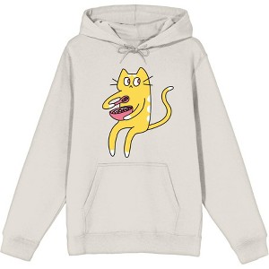 Derpy Kitty Cat With Pink Bowl
 Adult Long Sleeve Hoodie - 1 of 2