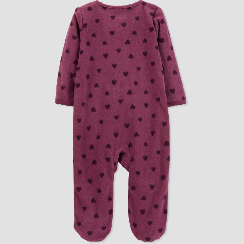Carter's Just One You®️ Baby Girls' Heart Fleece Footed Pajama - Purple, 3 of 6