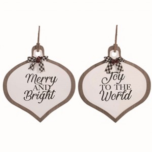 Transpac Rustic MDF Christmas Tree Ornament Set of 2 Multicolored Indoor Holiday Decor Easy Care Gift Giving Charm - 1 of 1