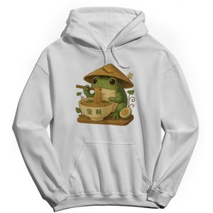 Rerun Island Men's Frog Eating Ramen Long Sleeve Graphic Cotton Sweatshirt Hoodie - 1 of 4