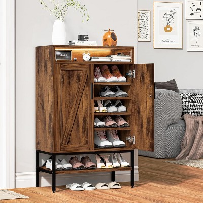 7-Tiers Shoe Storage Cabinet for Entryway, Shoe Rack Organizer Cabinet with Doors and Adjustable Shelves Living Room, Bedroom, Hallway