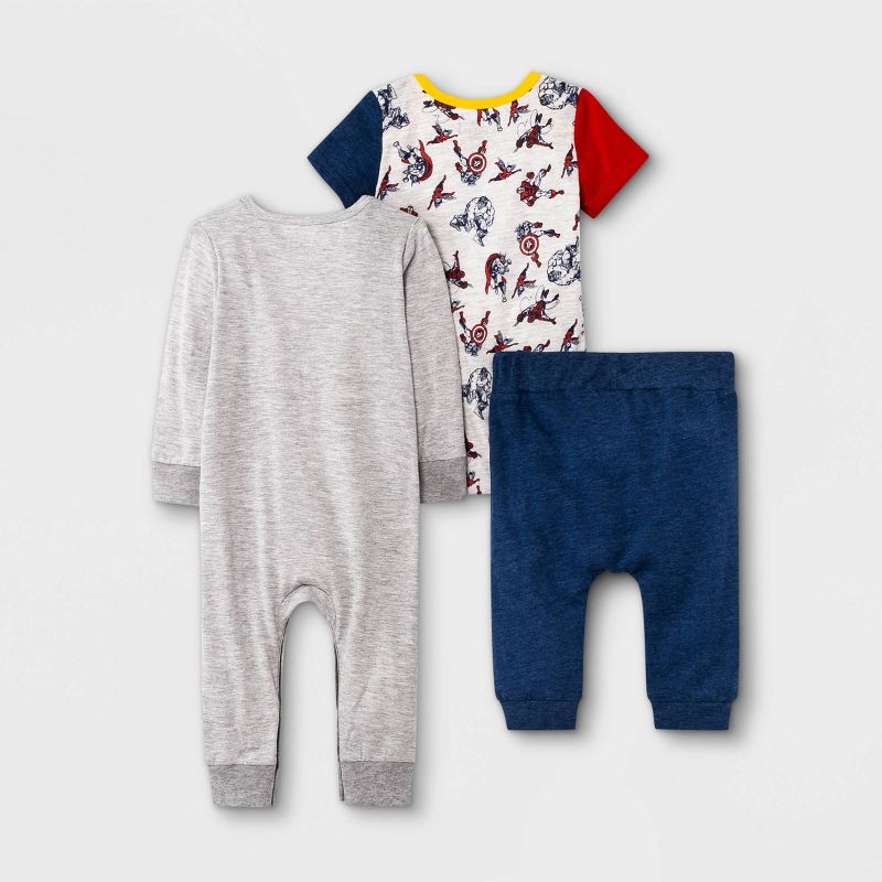 Baby Boys' 3pc Marvel Long Sleeve Top and Bottom Set - Blue, 2 of 6
