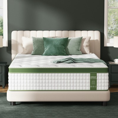 FURNIinspire Mattresses Full Size Hybrid Mattress with Gel Memory Foam Pocket Springs, Pressure Relief Plush Mattress, White, 75"*54"*12"