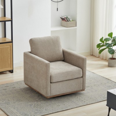 Modern Swivel Accent Chair with Soft Backrest, Upholstered Swivel Recliners Couch, Chenille Armchair for Living Room or Bedroom-Maison Boucle